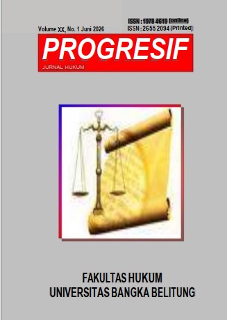 					View Vol. 20 No. 1 (2026): PROGRESIF : Jurnal Hukum
				